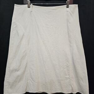 Womens Linen Blend Skirt 14 White Clean Girl Cottage Modern Prairie Minimalist